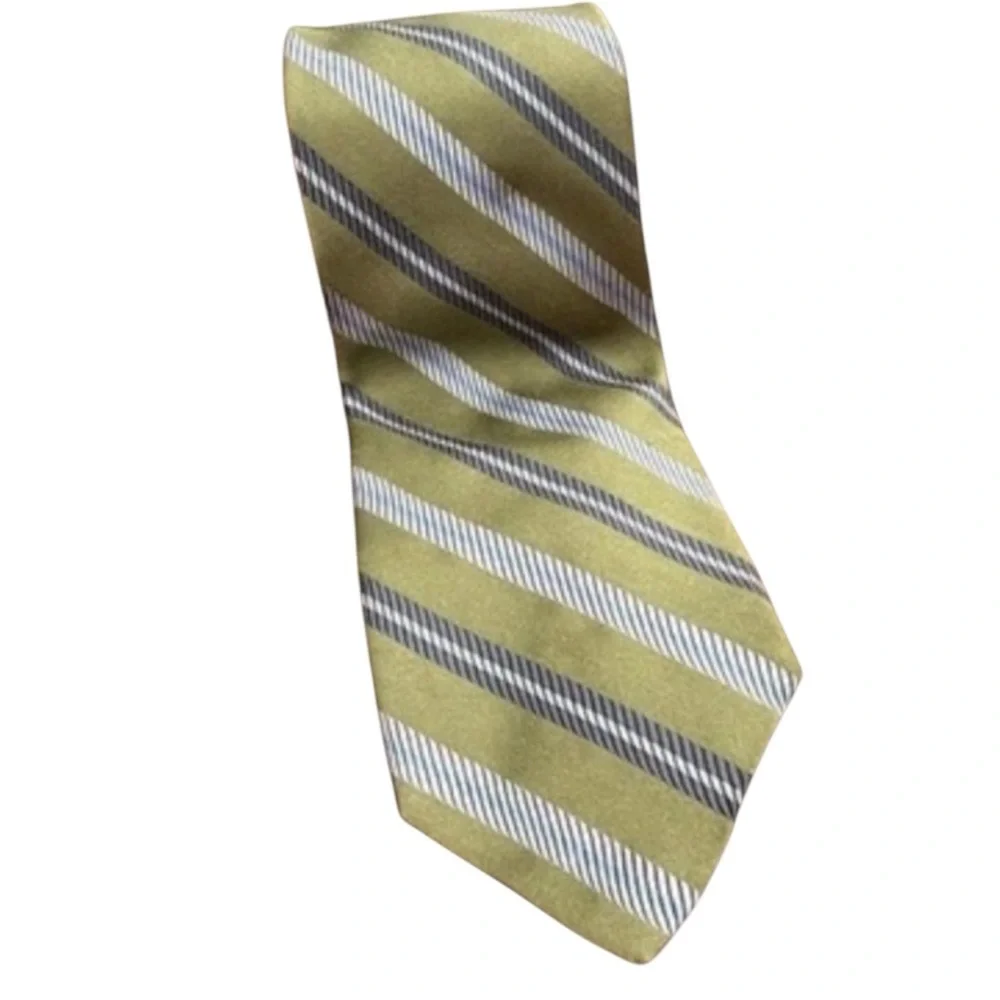 Robert Talbott Silk‎ Tie Designer STRIPED Green Gray 62